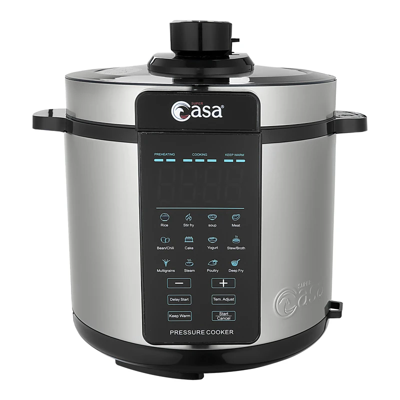 پلوپز و مولتی کوکر چندکاره سوپر کاسا مدل CA-206 ظرفیت ۶ لیتر با بدنه استیل ضد زنگ